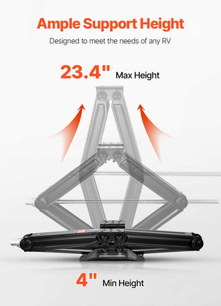 9000 lbs RV Scissor Jacks, 4-23.4 in RV Stabilizer Leveling Scissor Jacks, Set of 4, Heavy Duty Stabilizer Jack with Crank Handle, Socket and Bubble Levels, Not Easily Bent or Deformed