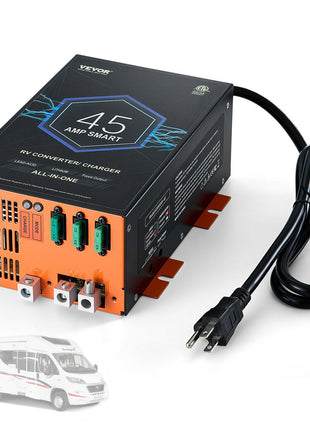 RV Converter, 45 Amp, 110V AC to 12V DC RV Power Converter Battery Charger with 4 Stage Smart Charging 13V to 16.5V Adjustable Operating Range, Compatible with Lithium Lead Acid Battery, ETL