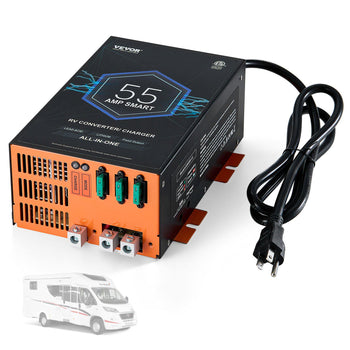 RV Converter, 55 Amp, 110V AC to 12V DC RV Power Converter Battery Charger with 4 Stage Smart Charging 13V to 16.5V Adjustable Operating Range, Compatible with Lithium Lead Acid Battery, ETL