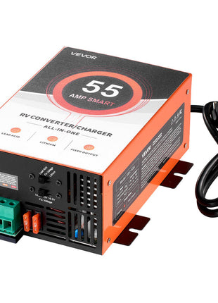 RV Power Converter, 55 Amp, 110V AC to 12V DC RV Converter Battery Charger, Multi Stage Smart Charging, 13V to 16.5V Operating Range, Compatible with Lithium & Lead Acid Battery, for Camper