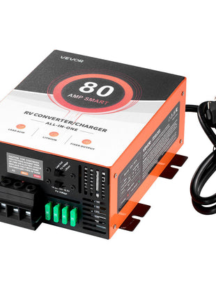 RV Power Converter, 80 Amp, 110V AC to 12V DC RV Converter Battery Charger, Multi Stage Smart Charging, 13V to 16.5V Operating Range, Compatible with Lithium & Lead Acid Battery, for Camper