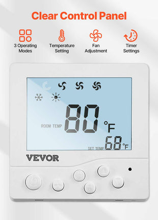 RV Air Conditioner, 13500 BTU Non-Ducted Rooftop RV AC Unit, 65 dB Quiet Design, Including Air Distribution Box, Operation Panel and Installation Hardware, for Campers, Vans, Trailers, White