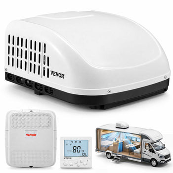 RV Air Conditioner, 13500 BTU Non-Ducted Rooftop RV AC Unit, 65 dB Quiet Design, Including Air Distribution Box, Operation Panel and Installation Hardware, for Campers, Vans, Trailers, White