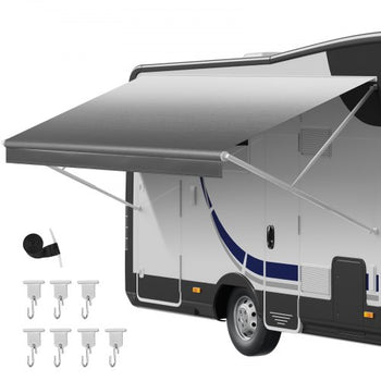 RV Awning Fabric Replacement, 18' (Fabric 17'2") 18 oz Heavy-Duty Weatherproof Vinyl Camper Awning Replacement, UPF50+ Protection Waterproof Outdoor Canopy for RV, Motorhome, Trailer, Gray Fade
