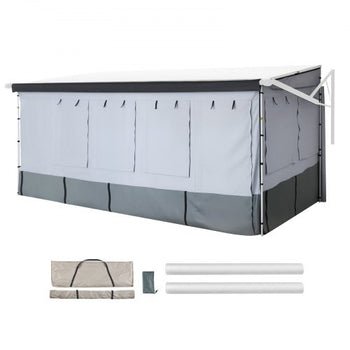 RV Awning Sun Shade Room - Compatible with 18 -19 ft Awnings, RV Awning Sun Shading Room with Door & Ventilated Mesh Windows, Sunproof & Windproof Three-Sided Enclosure Tent for RV Camping