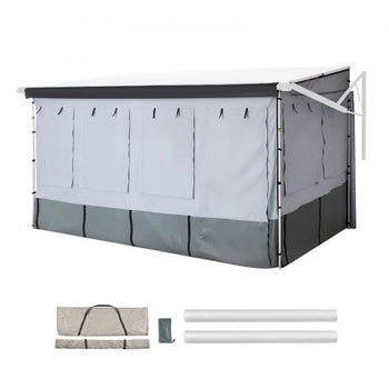 RV Awning Sun Shade Room - Compatible with 16 -17 ft Awnings, RV Awning Sun Shading Room with Door & Ventilated Mesh Windows, Sunproof & Windproof Three-Sided Enclosure Tent for RV Camping