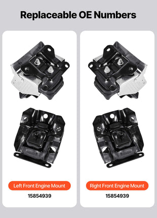 Engine Motor Mount Kit Replacement, Set of 2, Compatible with 2007–2013 Chevrolet Silverado 1500 5.3L V8, Replace OE# A5365, A5365, Secure Support, Left and Right Front Mounts