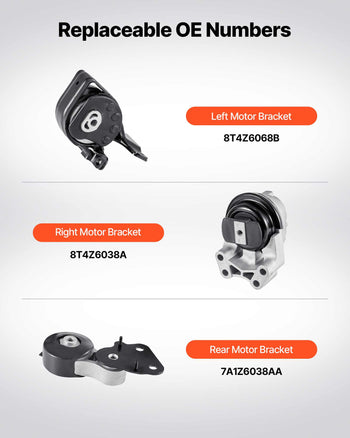 Engine and Transmission Motor Mount Kit Replacement, Set of 3, Compatible with 2007–2014 Ford Edge 3.5L, Replace OE# A5342, A5431, A5605, Secure Support