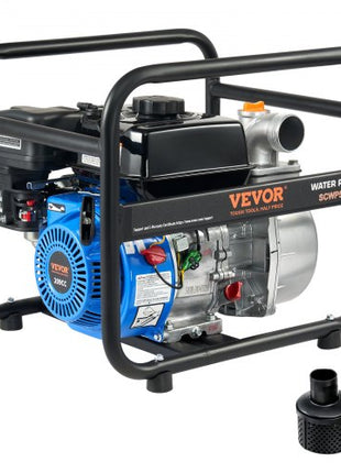 Gasoline Powered Trash Pump, 2 in/50 mm, 6.5HP 132 GPM 4-Stroke Gasoline Engine Water Transfer Pump with 98 ft Max Lift 26ft Max Suction Inlet Filter, Cast Iron Impeller for Irrigation Pool