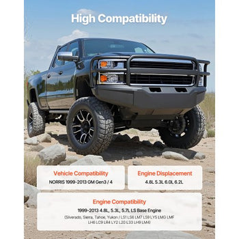 Lifter Camshaft Kit, 13-Piece Set, Gray Cast Iron Engine Cam, Compatible with Norris trucks from 1999-2013 GM Gen3/4, Fit 1999-2013 LS-Based Engines (Silverado, Sierra, Tahoe, Yukon/LS1)