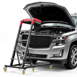 Top Automotive Creeper 48"- 64" Adjustable High Top Engine Creeper, Easy Folding, 400LBS Heavy-Duty Steel Support, Stable H-Shaped Base, 6-Wheel Smooth Rolling for Auto Repair and Maintenance