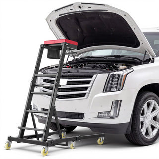 Top Automotive Creeper 48"-76" Adjustable with Folding Mechanical Arm, Foldable High Top Engine Creeper, 400LBS Heavy-Duty Support, Stable H-Shaped Base, 6-Wheel Smooth Rolling for Auto Repair