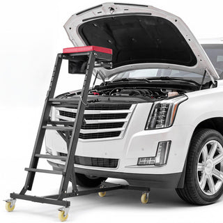 Top Automotive Creeper 48"-64" Adjustable with Folding Mechanical Arm, Foldable High Top Engine Creeper, 400LBS Heavy-Duty Support, Stable I-Shaped Base, 4-Wheel Smooth Rolling for Auto Repair