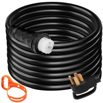 20 FT 50 Amp Generator Cord, STW 6/3 + 8/1 AWG Heavy Duty Extension Cord NEMA 14-50P & SS2-50R & CS6364 Twist Lock, for RV Camper and Generator to House