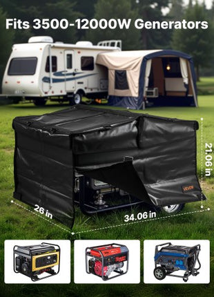 Generator Cover, 34 x 26 x 21 Inch Waterproof Universal Generator Cover for Most Generators 3500-12000 Watt, Portable Generator Running Cover with Heavy Duty Thicken 420D Oxford Fabric, Black