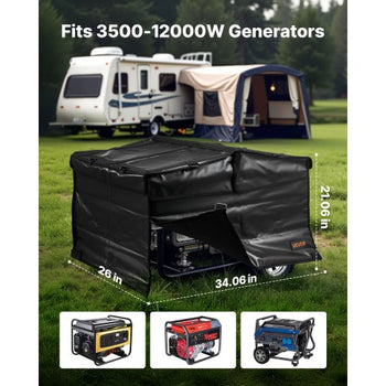 Generator Cover, 34 x 26 x 21 Inch Waterproof Universal Generator Cover for Most Generators 3500-12000 Watt, Portable Generator Running Cover with Heavy Duty Thicken 420D Oxford Fabric, Black