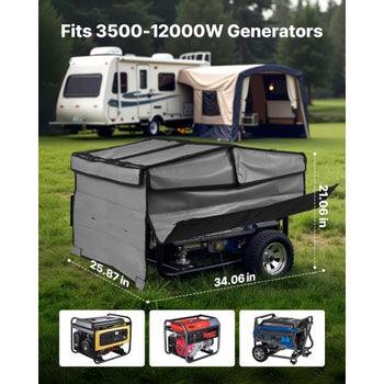 Generator Cover, 34 x 26 x 21 Inch Waterproof Universal Generator Cover for Most Generators 3500-12000 Watt, Portable Generator Running Cover with Heavy Duty Thicken 420D Oxford Fabric, Grey
