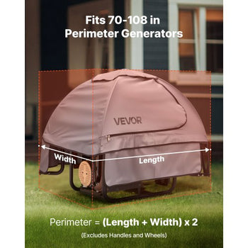 Generator Cover, 36 x 26 x 26 Inch Waterproof  Generator Cover for Most Generators 70-108 Inches Perimeter, Portable Generator Running Cover with Heavy Duty Thicken Oxford Fabric, Grey