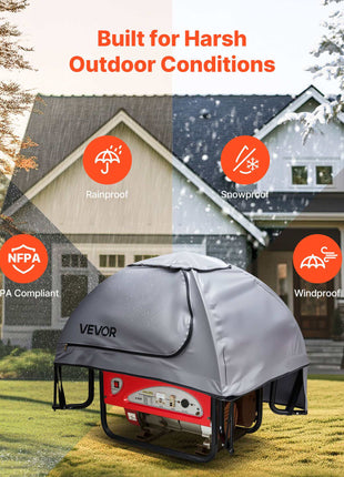Generator Cover, 36 x 26 x 26 Inch Waterproof  Generator Cover for Most Generators 70-108 Inches Perimeter, Portable Generator Running Cover with Heavy Duty Thicken Oxford Fabric, Grey