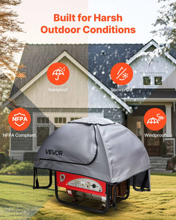Generator Cover, 36 x 26 x 26 Inch Waterproof  Generator Cover for Most Generators 70-108 Inches Perimeter, Portable Generator Running Cover with Heavy Duty Thicken Oxford Fabric, Grey