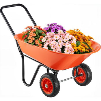 Wheelbarrow Cart, 5 Cu. Ft. Load & 397 lbs Capacity, 2 Wheels Garden Dump Cart, Garden Wagon with Handle &  10"  Wide Track Wheels, Easy Loading Utility Yard Cart & Wagons for Outdoor Lawn Yard