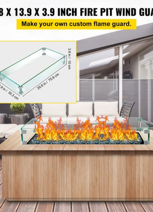 Fire Pit Wind Guard Fire Pit Tempered Glass Wind Guard Fence (29.5 x 13.6 x 4 Inch)