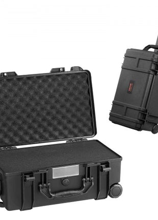 Weatherproof Hard Case, Heavy Duty Protective Dry Box Case with Pre-cut Foam, Wheels & Retractable Pull Handles for Travel, Hunt, Military, Tactical, IP67 Waterproof Case for Cameras (64x51x25)