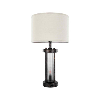 Table Lamps Set of 2, Dimmable Farmhouse Bedside Nightstand Lamps, Vintage Lamp with LED Bulb and Linen Shades, Bedside Lamp with USB C+A Ports & AC Outlet, for Living Room, Bedroom & Office