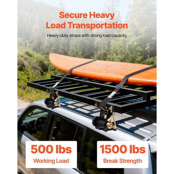 Ladder Rack Ratchet Straps, Black Square Tube Mount, 1.5 in Wide x 7.4 ft Long Black Ladder Rack Straps with Double J-Hooks, 500 lbs Load Heavy Duty, Cargo Buckle Lock Strap (8 Pack)