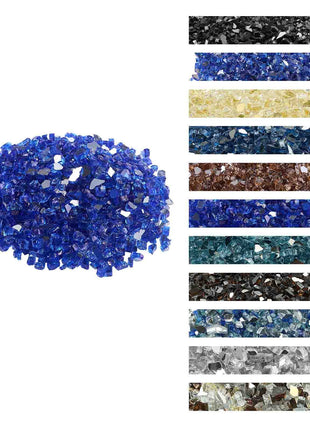 Fire Glass, 35LBS / 15.88KG High-Temperature Resistant Fireplace Rocks, 1/2-Inch / 12.7mm Reflective & Smokeless Firepit Glass Rock, High Luster Stone Landscaping for Fire Pit Table, Cobalt Blue