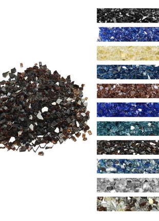 Fire Glass, 20 LBS / 9.0 KG High-Temperature Resistant Fireplace Rocks, 1/2-Inch / 12.7 mm Reflective & Smokeless Firepit Glass Rock, High Luster Stone Landscaping for Fire Pit Table, Copper