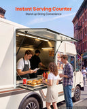 Concession Window Folding Shelf 36x36in Aluminum Alloy Service Window, for Food Truck, Up to 85 Degrees, with Awning Door and Drag Hook, Rainwater Resistant