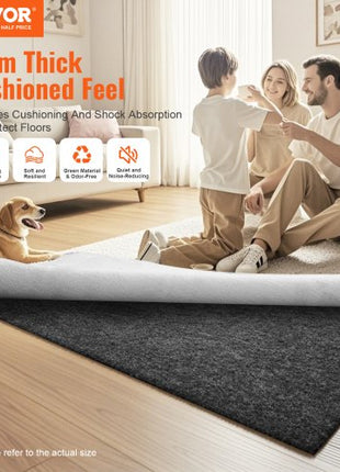 - Slip-Resistant Rug Pad - Protective Cushioning Carpet Pad - 8' x 10' - 1/4"Thick - Dual Surface - Polyester Felt + Latex - Gray - 7-8? Area Carpet Padding Rug Cushion Safe for All Floors
