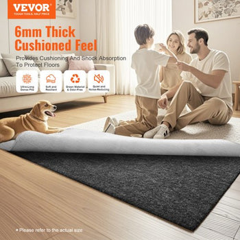 - Slip-Resistant Rug Pad - Protective Cushioning Carpet Pad - 8' x 10' - 1/4"Thick - Dual Surface - Polyester Felt + Latex - Gray - 7-8? Area Carpet Padding Rug Cushion Safe for All Floors