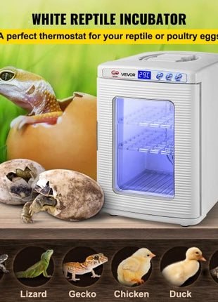 Reptile Incubator, 25L Scientific Lab Incubator, Cooling and Heating 5 °C to 42 °C Automatic Incubator, 12V/110V White Reptile Egg Breeding Hatchery Work for Thermostats Snakes and Turtles