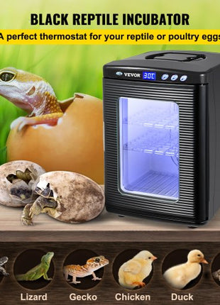 Egg Incubator and Hatcher 25L Black Reptile Egg Incubator 5-42°C Scientific Hatcher Heating Bright LED Digital Display For Small Animals