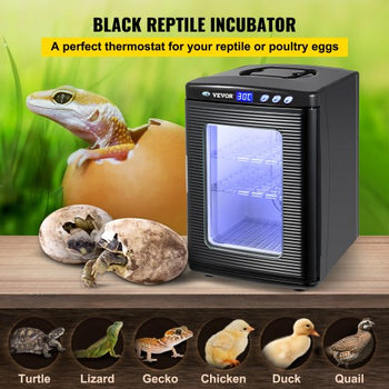 Egg Incubator and Hatcher 25L Black Reptile Egg Incubator 5-42°C Scientific Hatcher Heating Bright LED Digital Display For Small Animals
