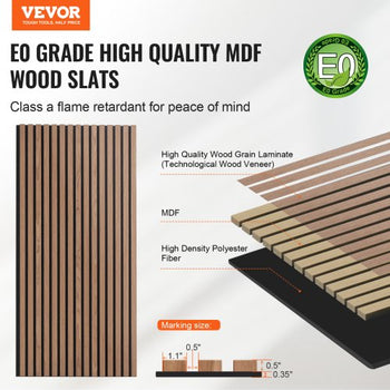 Wood Slat Acoustic Panels, 23.6 x 47.2 inch, MDF Accent Wooden Wall Panels for Modern Interior Wall, Faux Wood Wall Board Panels for Stylish Decor and Noise Reduction, Walnut