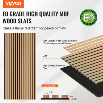 Wood Slat Acoustic Panels, 23.6 x 47.2 inch, MDF Accent Wooden Wall Panels for Modern Interior Wall Decor, Faux Wood Wall Board Panels for Noise Reduction, Light Oak