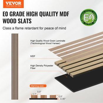 Wood Slat Acoustic Panels, 7.9 x 94.5 inch, MDF Accent Wooden Wall Panels for Modern Interior Wall Decor, Faux Wood Wall Board Panels for Noise Reduction, Silver Wood