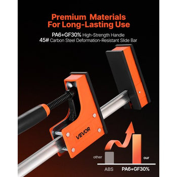 Bar Clamps for Woodworking, 2-Pack 30 inch Parallel Clamp Set, F-Clamp with 1500 lbs Load Limit, Even Pressure, High-strength Plastic and Carbon Steel, for Woodworking Metal Working, Orange
