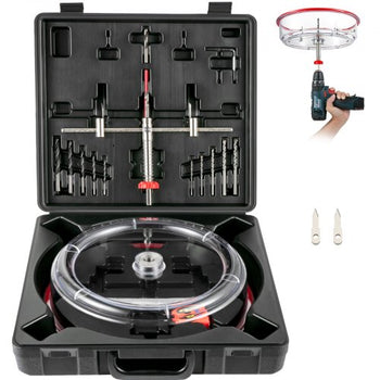 Adjustable Hole Saw Cutter Kit, 1-5/8\" to 11-13 /16\" (40-300 mm), Recessed Hole Saw with PC Dust Shield, Two Replaceable Pilot Drill Bits, for Recessed Lights, Ceiling Speakers, Vent Holes