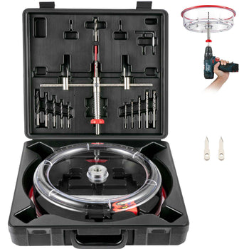 Adjustable Hole Saw Cutter Kit, 1-5/8\" to 11-13 /16\" (40-300 mm), Recessed Hole Saw with PC Dust Shield, Two Replaceable Pilot Drill Bits, for Recessed Lights, Ceiling Speakers, Vent Holes