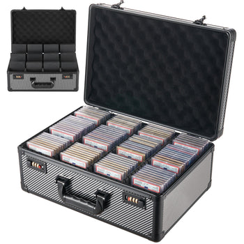 Graded Card Case 4 Row 162 PSA Slab Storage Box with Combination Lock, Baseball Sports Trading Cards Holder Collector with 12 Dividers, Holds 130 SGC 115 BGS 585 Top Loaders & 999+ Loose Cards