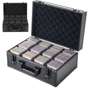 Graded Card Case 4 Row 120 PSA Slab Storage Box with Secure Lock, Baseball Sports Trading Cards Holder Collector with 12 Dividers, Key, Holds 95 SGC 85 BGS 435 Top Loaders & 999+ Loose Cards