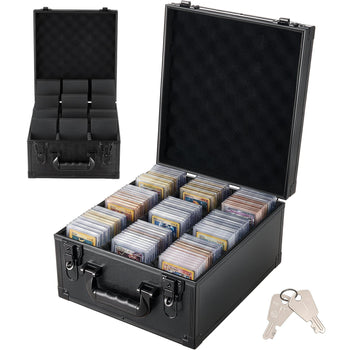 Graded Card Case 3 Row 150 PSA Slab Storage Box with Secure Lock, Baseball Sports Trading Cards Holder Collector with 12 Dividers, Key, Holds 100 SGC 80 BGS 500 Top Loaders & 999+ Loose Cards
