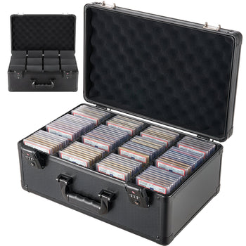 Graded Card Case 4 Row 152 PSA Slab Storage Box TSA Approved Lock, Baseball Sports Trading Cards Holder Collector, with 12 Dividers, Holds 120 SGC 100 BGS 550 Top Loaders & 999+ Loose Cards