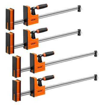 Bar Clamps for Woodworking, 4-Pack, 24" and 31" F Clamps, 1100 lbs Load Limit, Clamp/Spreader 2 Modes, Soft Rubber Pads, Ergonomic Handle, Carbon Steel Bar, for Wood Working and Metal Working