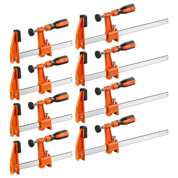 Bar Clamps for Woodworking, 8-Pack, 6" and 12" F Clamps, 600 lbs Load Limit, with Plastic Pad and Self-Locking Design, Malleable Iron and Carbon Steel, for Wood Working and Metal Working