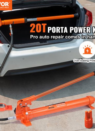 20 Ton Porta Power Kit, Portable Hydraulic Jack with 4.6 ft/1.4 m Oil Hose, Car Frame Repair Tool with Storage Case for Automotive, Heavy Equipment, Mechanic (44000 LBS)